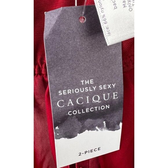 NEW NWT Burgundy Plus Sz 22/24 Lingerie Chemise & Thong 2 Pc Sexy Set CACIQUE - Picture 4 of 5